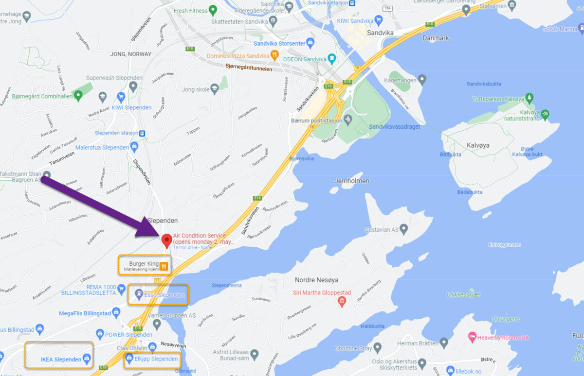 Google Maps ACGASSno AC-Service Billingstad